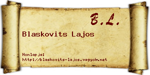 Blaskovits Lajos névjegykártya